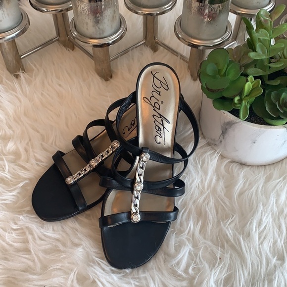 BRIGHTON Black Strrapy high heel shoes size 8.5 - Picture 2 of 9